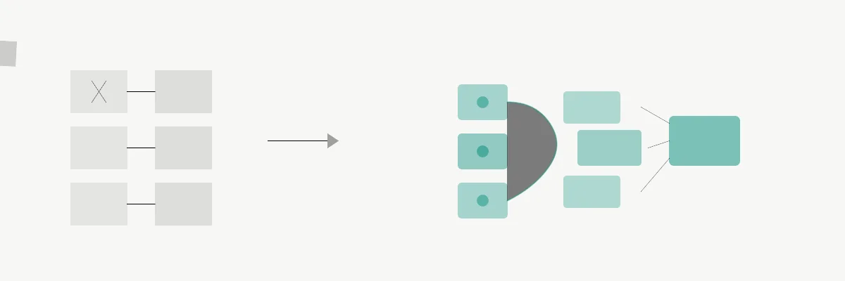 Abstract geometric forms showing old rigid structures transforming into adaptive patterns