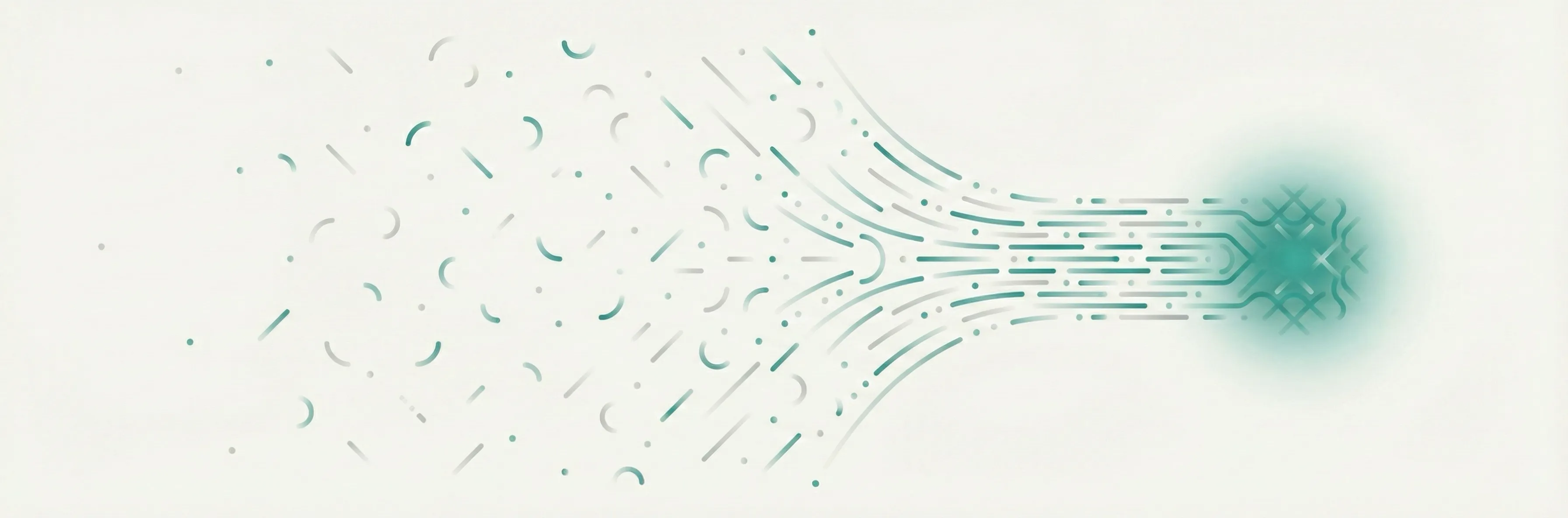 Abstract visualization of attention converging over time